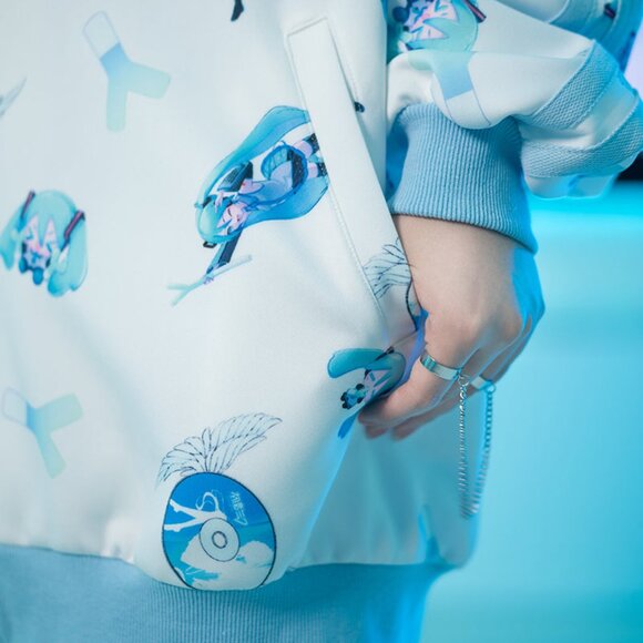 ACDC RAG x Hatsune Miku Forever White Blue Jersey Oversized Jacket - Picture 6 of 10